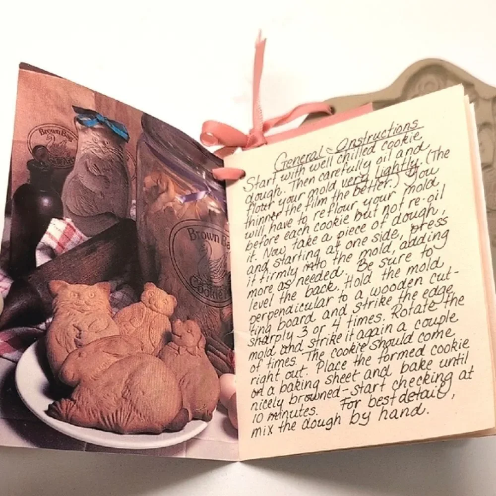 Vintage Brown Bag Cookie Art Guitar Playing Angel Mold with Recipe Book 1986
